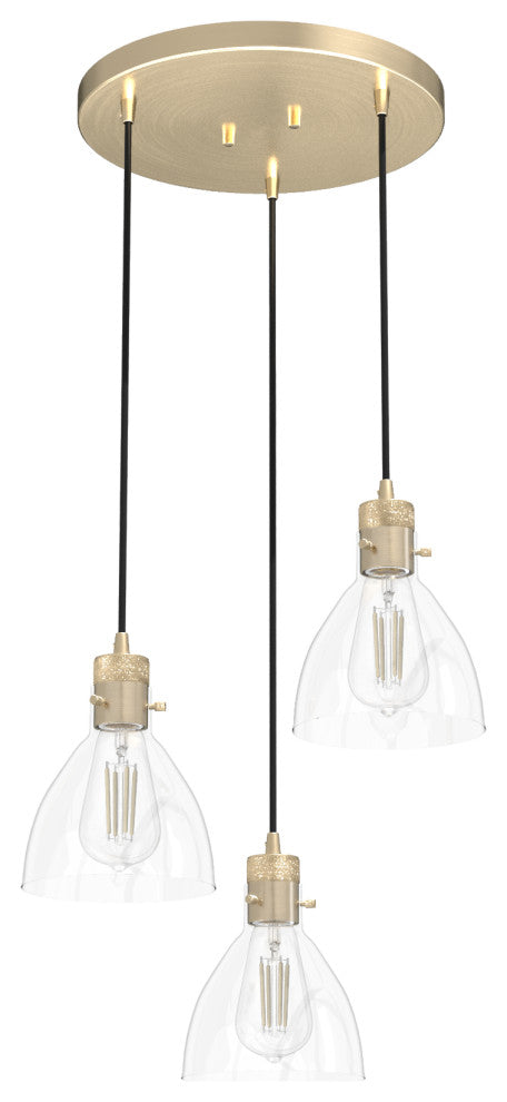 Van Nuys Alturas Gold 3 Light Cluster Ceiling Light Fixture