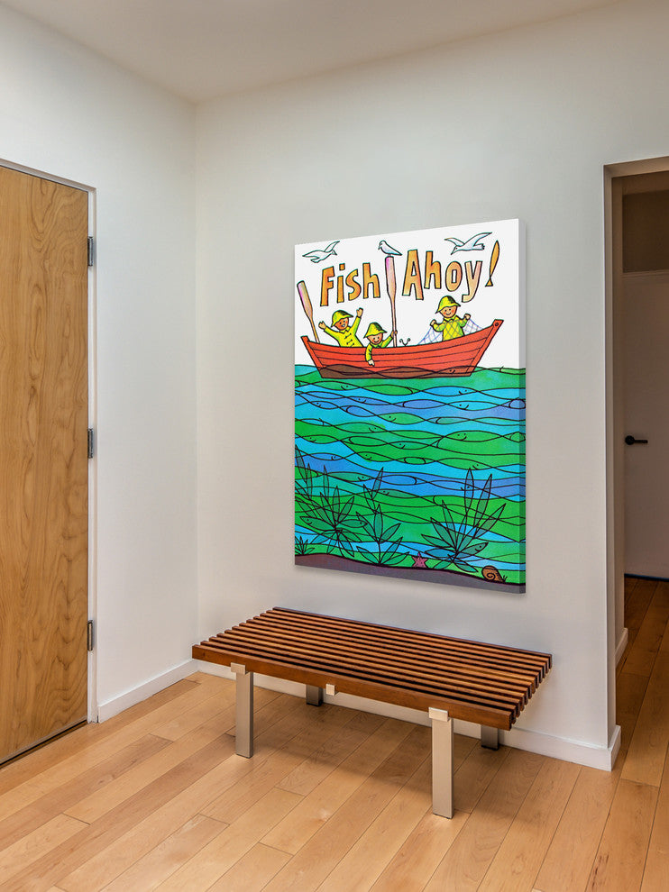 "Fish Ahoy!" Painting Print on Canvas by Curtis