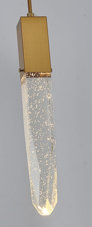 Gold Metal Single Pendant Lighting Clear Bubble Iceberg Crystal