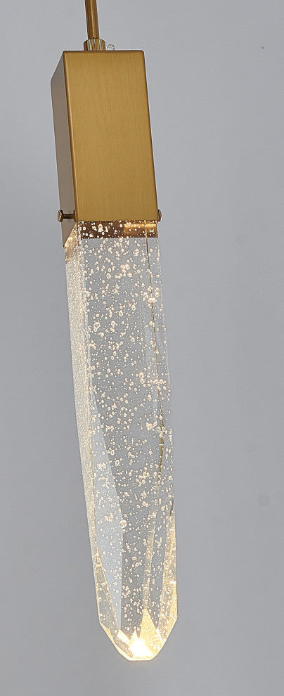 Gold Metal Single Pendant Lighting Clear Bubble Iceberg Crystal