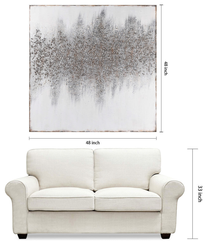 Silver Dust Abstract Textured Metallic Hand Painted Wall Art by Martin Edwards