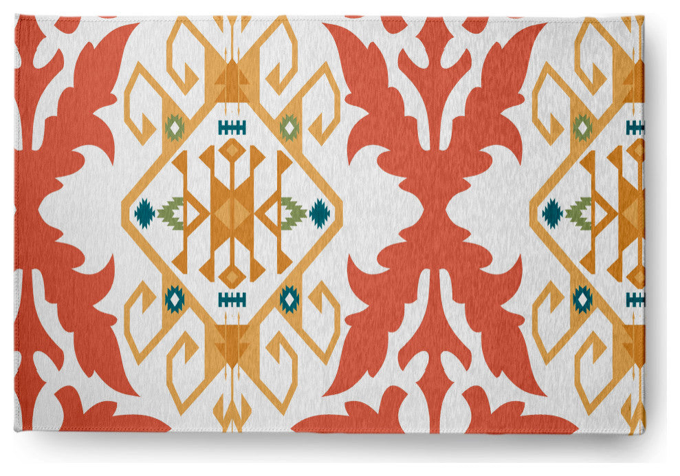 Bombay Medallion Soft Chenille Area Rug, Orange, 4'x6'