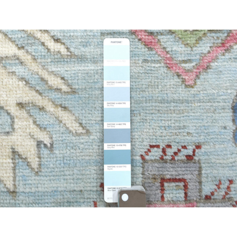 Light Blue, Anatolian Design Soft Wool Hand Knotted Oriental Rug, 8'10"x11'8"
