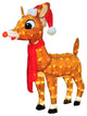 32" Pre-Lit Soft Tinsel Rudolph the-Nosed Reindeer Christmas Yard Art Decoration