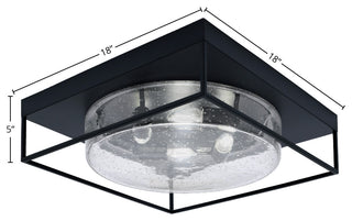 18" 4-Light Flush Mount Light, Matte Black, Clear Bubble Glass