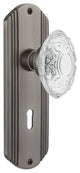 Deco Plate Double Dummy, Keyhole Crystal Victorian Knob, Antique Pewter, DECCVI