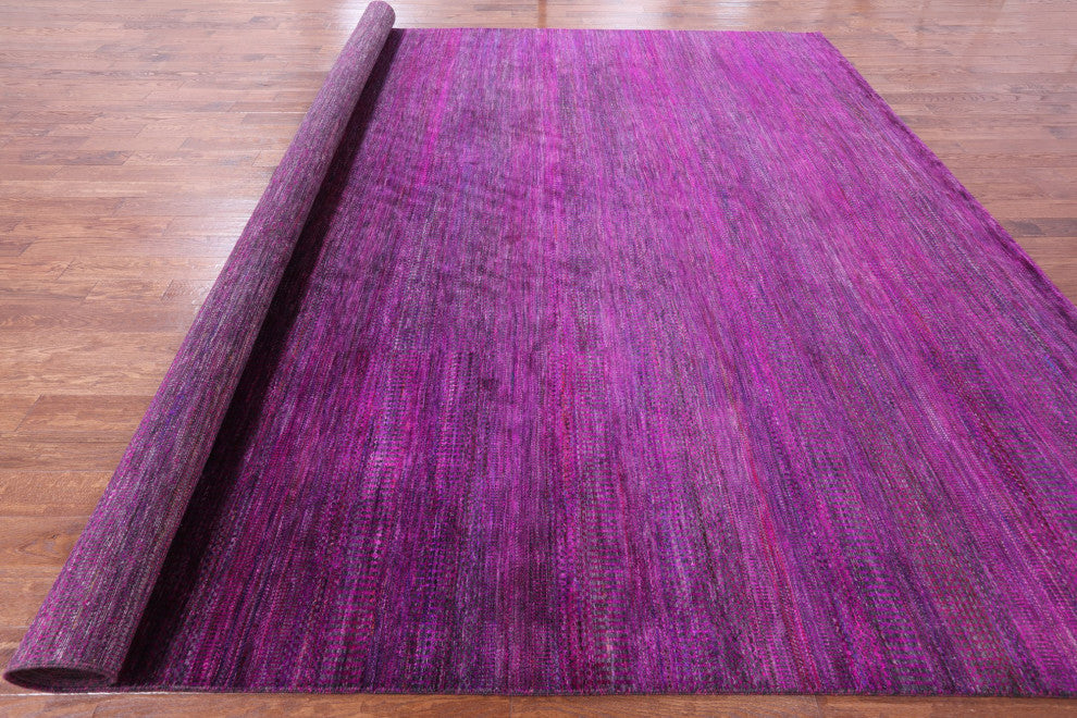 12' 2" X 15' 2" Wool and Silk Super Savannah Gabbeh Handmade Rug Q8612