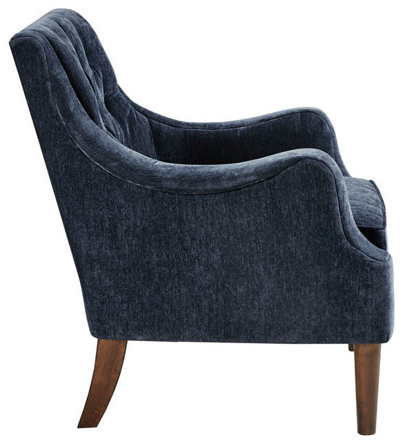 Madison Park Qwen Button Tufted Chair, Navy Blue