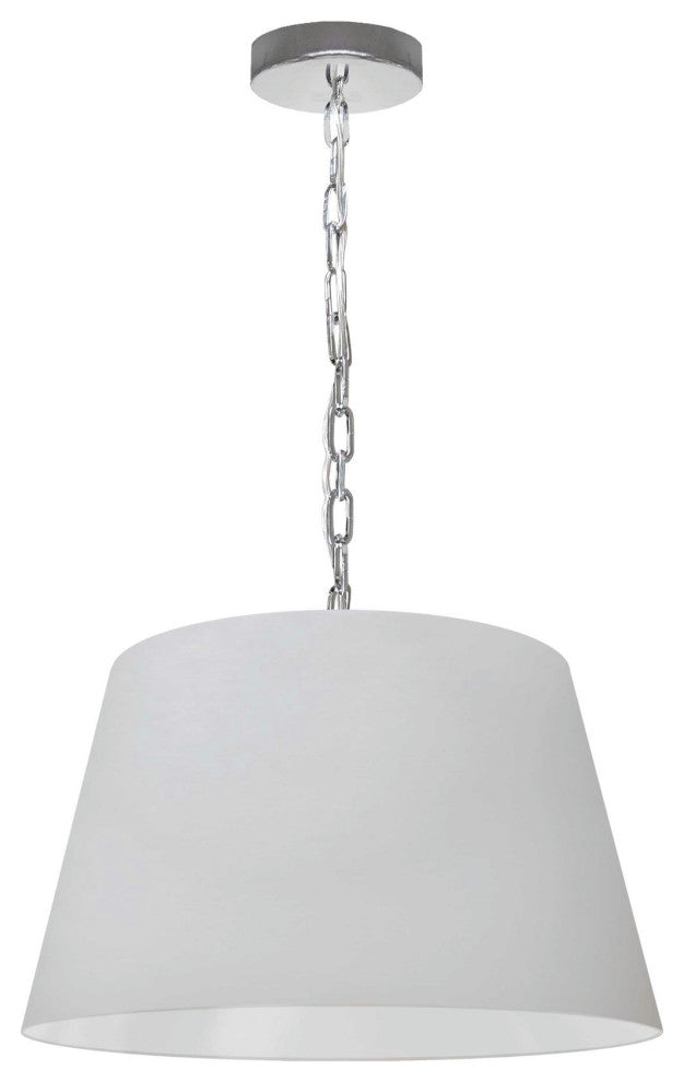 1 Light Brynn Small Pendant, White Shade, Polished Chrome