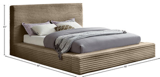 Dexter Upholstered Bed, Taupe, Full, Corduroy Fabric