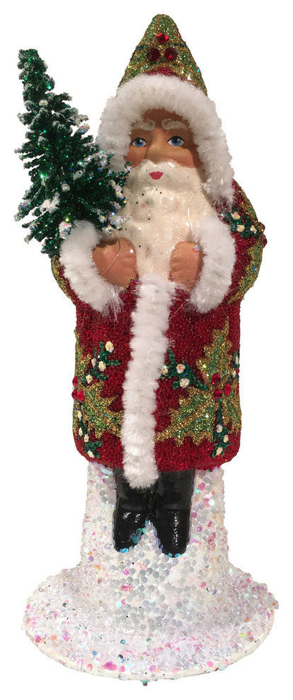 Schaller Paper Mache Candy Container- Santa Red and Green