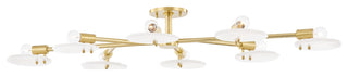 Giselle 8-Light Semi Flush, Aged Brass, White Candy Glass