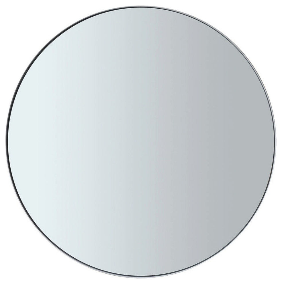 Rim Round Accent Mirror, Smoke With White Rim 31"