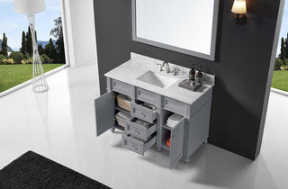 48" Single Bathroom Vanity, Taupe Gray with Carrara White Marble Top