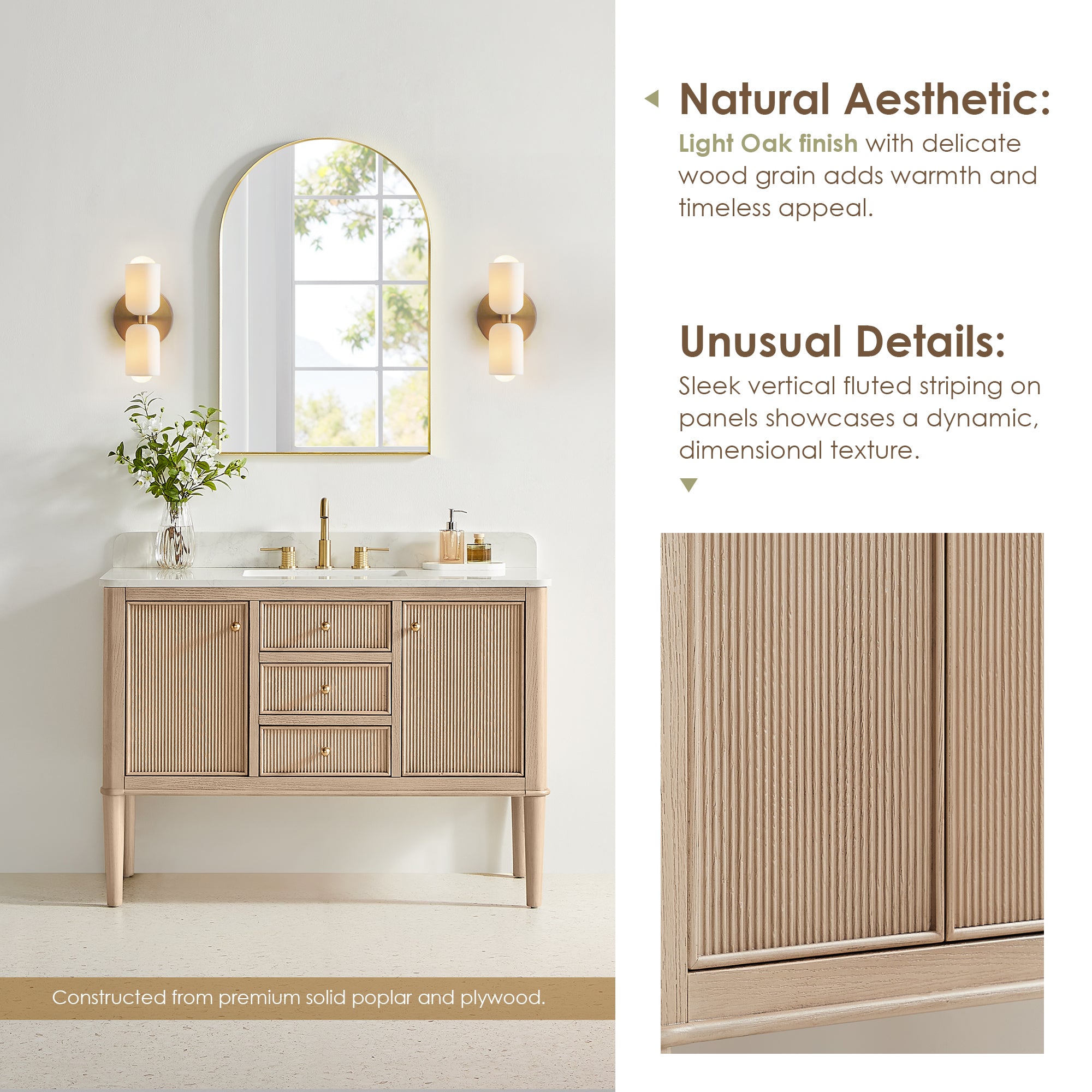 Blaise Bathroom Vanity, Light  Oak, 48" Single, No Mirror