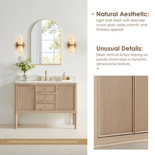 Blaise Bathroom Vanity, Light  Oak, 48" Single, No Mirror
