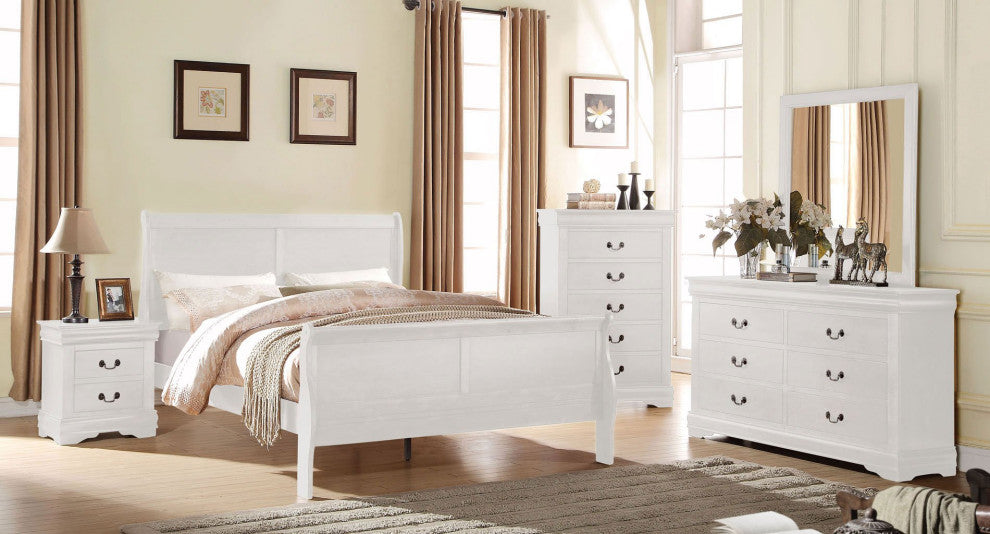 2 Drawers Nightstand, White