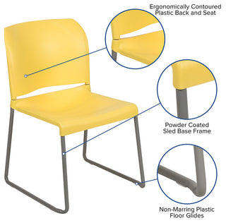 Hercules Series 880 Lb. Capacity Full Back Contoured Stack Chair-Sled Base, Yell