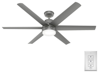 Hunter 60" Skysail Matte Silver Wet Rated Ceiling Fan, LED Kit, Remote