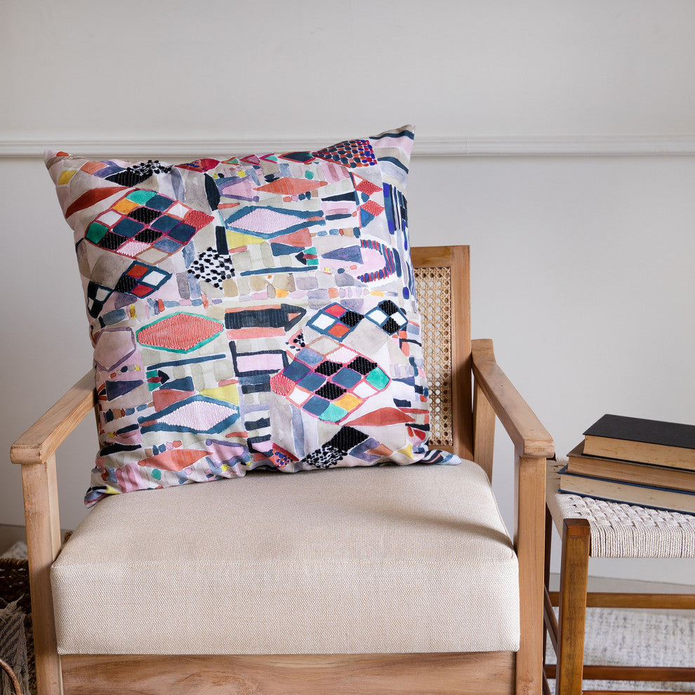 Stacy Garcia Handmade Throw Pillow, Multicolored, 20"x20"