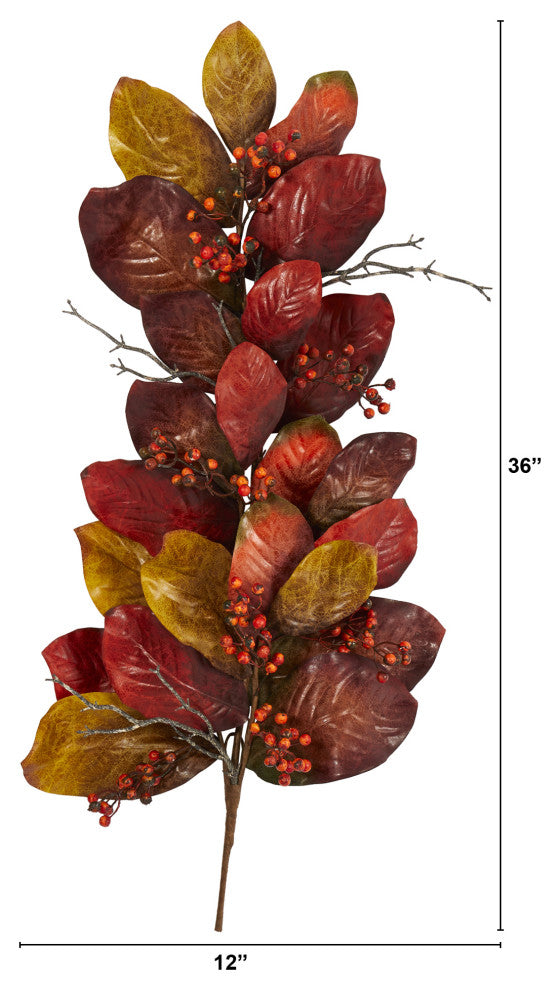 Nearly Natural 36ï¿½ Autumn Magnolia Leaf with Berries Artificial Tear Drop
