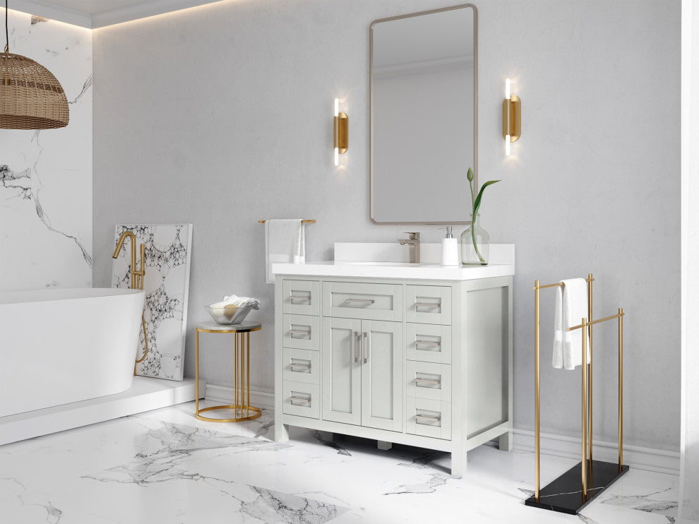 Cambridge 42 Single Sink Bath Vanity in Coventry Gray 2" Calacatta Nuvo