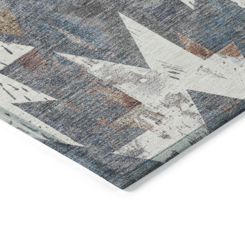 Machine Washable Indoor/Outdoor Chantille ACN1879 Gray 8' x 8' Round Rug