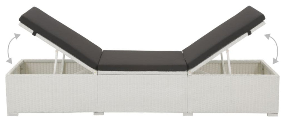 vidaXL Sun Lounger With Cushion Poly Rattan White