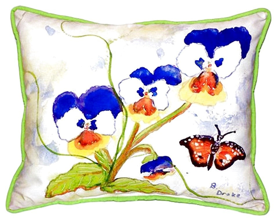 Betsy Drake Pansies Small Indoor/Outdoor Pillow 11x14