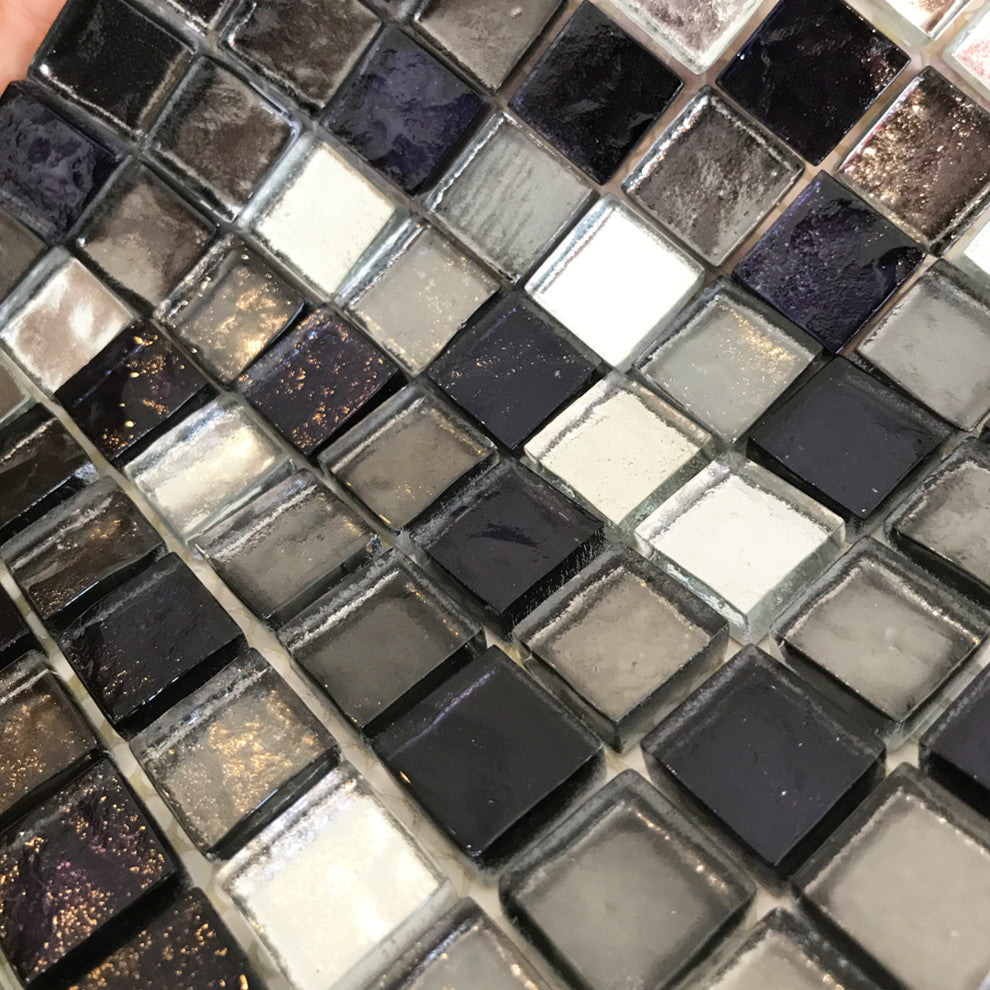 11.5x11.5 Peppered Ice Tile, Shades of Silver and Puter