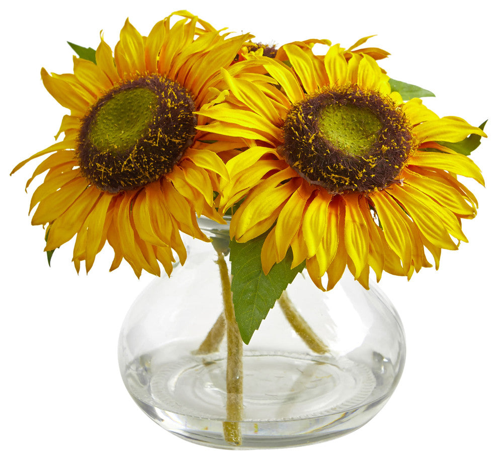 Sunflower Artificial Arrangement in Glass Vase