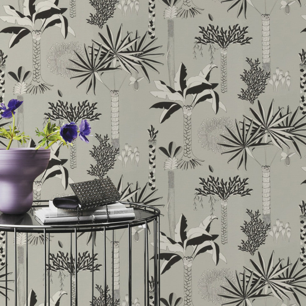 Sanjay Grey Tropical Grove Wallpaper Bolt