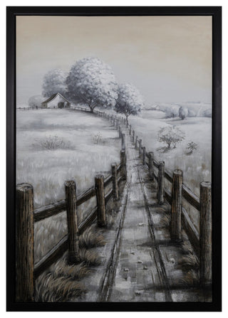 'Country Road I Wall Art Hand Painted on Canvas framed With 3D elements