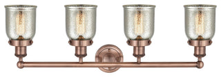Small Bell 4-Light 34" Bath Vanity Light, Antique Copper Finish, Mercury Shade