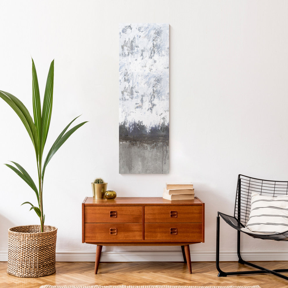 White Tan Tall Abstract 12x36 Canvas Wall Art