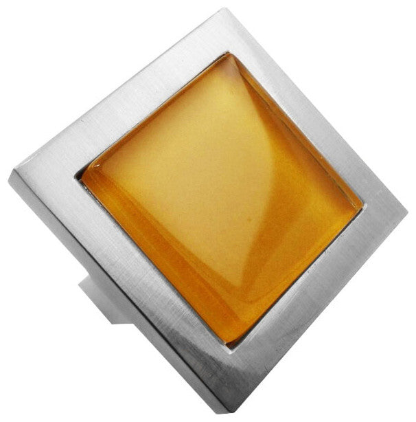 Brown Bronze Crystal Glass Brushed Nickel Square Manor Knob