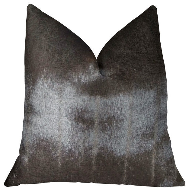 Plutus Tip Dyed Brown-Mink Handmade Throw Pillow, (12" x 20")