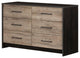 South Shore Londen 6 Drawer Dresser in Weathered Oak and Ebony