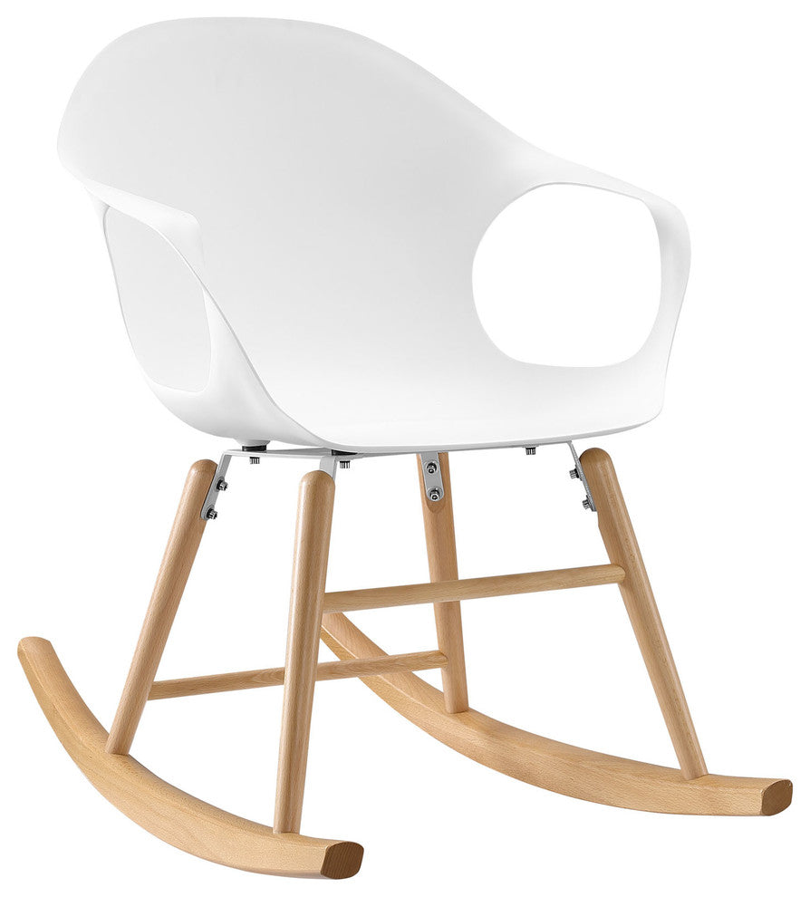 Modern Contemporary Rocking Chair, White Plastic