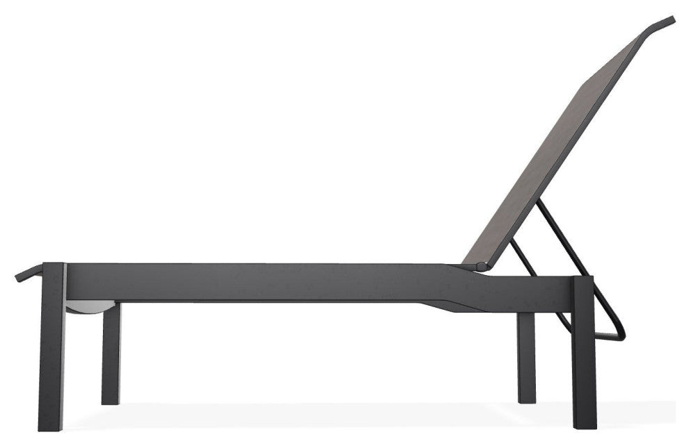 Leeward Sling Stackable Outdoor Chaise Lounge, James/Black