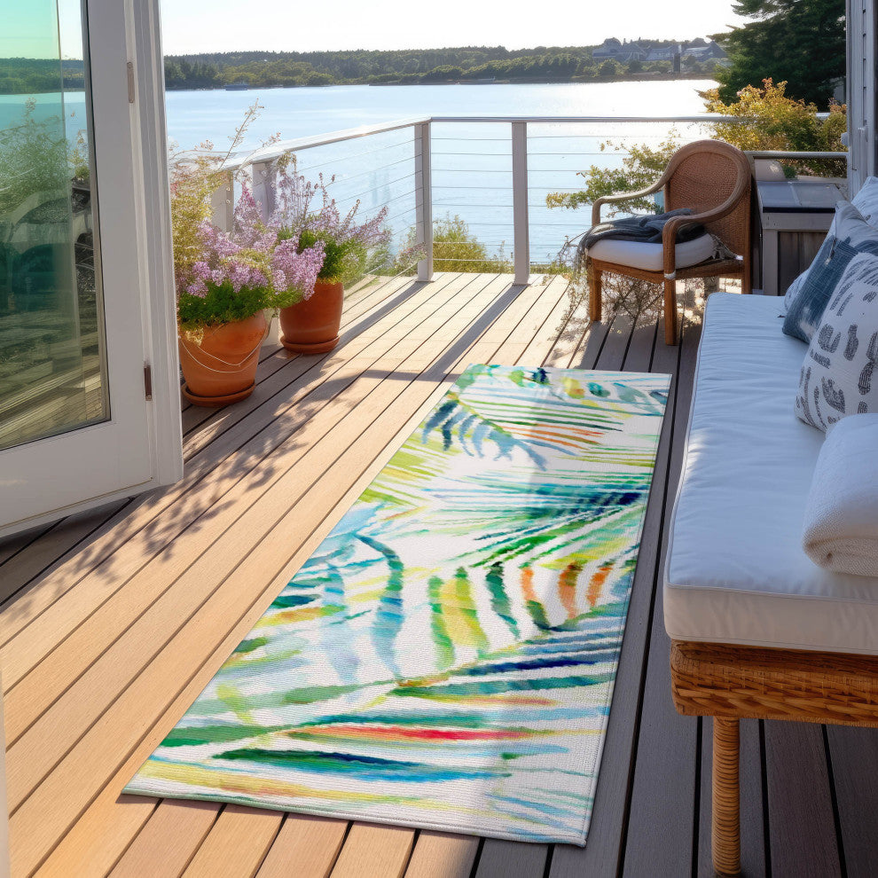 Indoor/Outdoor Tropics TC4 Meadow Machine Washable 2'3" x 7'6" Runner Rug