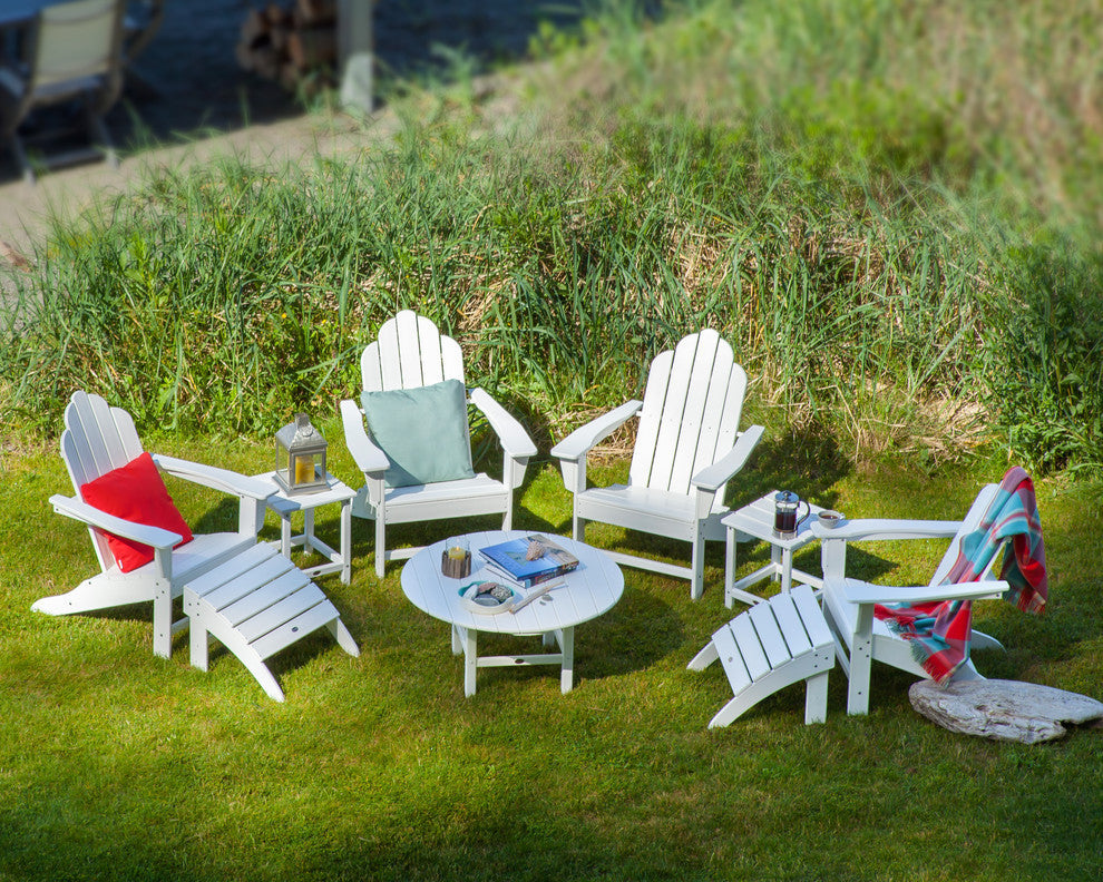 Polywood Long Island Adirondack 9-Piece Conversation Group, Slate Gray