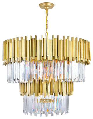 Deco 12 Light Down Chandelier With Medallion Gold Finish