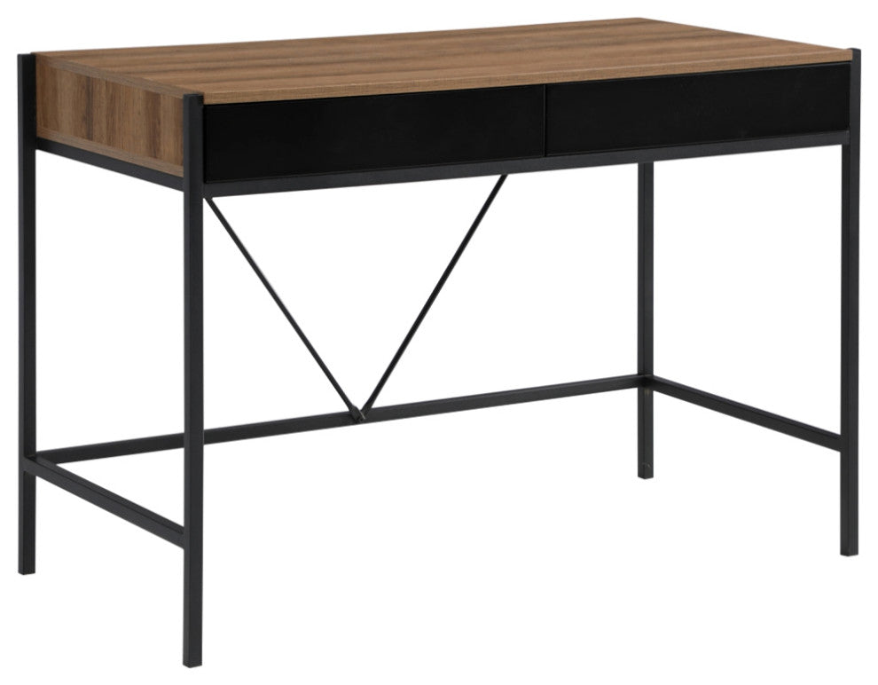 Loft Lyfe Anisa Desk, 2 Storage Drawers, Walnut/Black