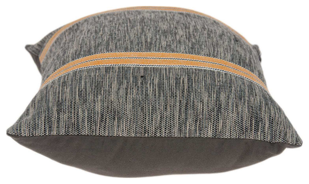 HomeRoots Dark Grey and Orange Accent Pillow Cover