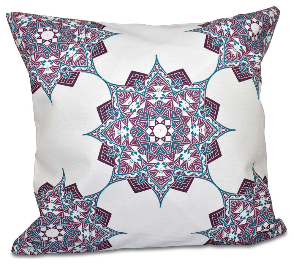 Rhapsody, Geometric Print Pillow, Purple, 18"x18"