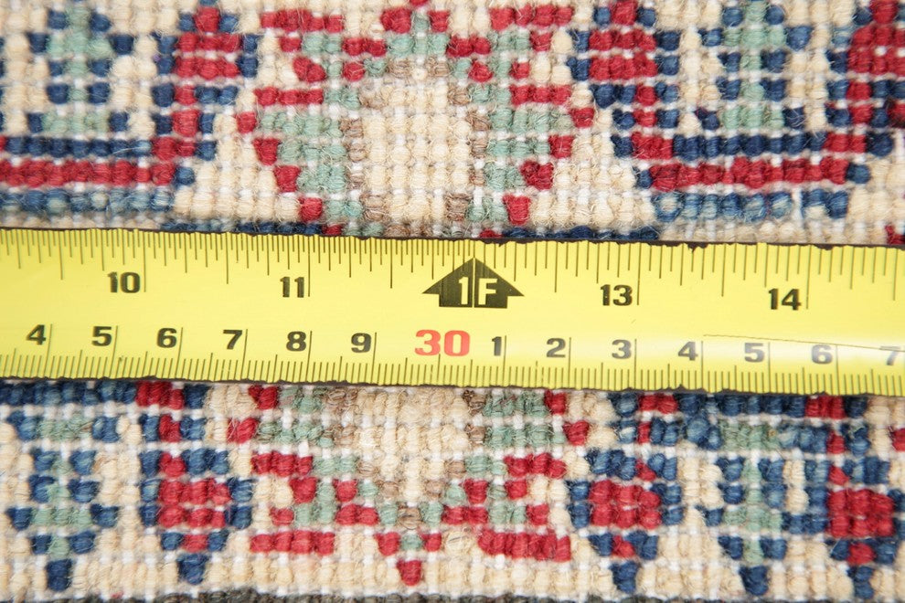 Hand-Knotted Pakistani Kazak Traditional Oriental Area Rug, Beige, 4'5"X2'8"