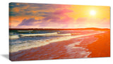 "Desert Beach At Sunset" Modern Beach Canvas Art Print, 40"x20"