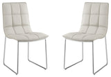 Leandro Set of 2 Dining Chair, Pu Leather, White