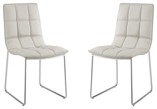 Leandro Set of 2 Dining Chair, Pu Leather, White